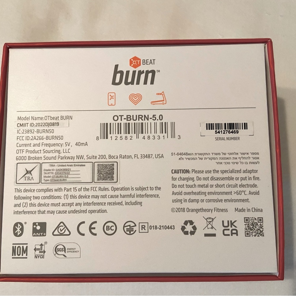 Orange Theory “Burn” heart monitor